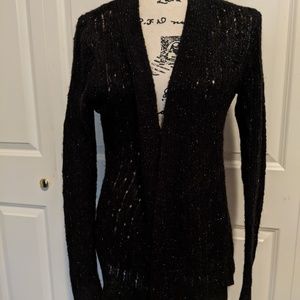 Black Open Weave Soft Sparkly Cardigan Sweater